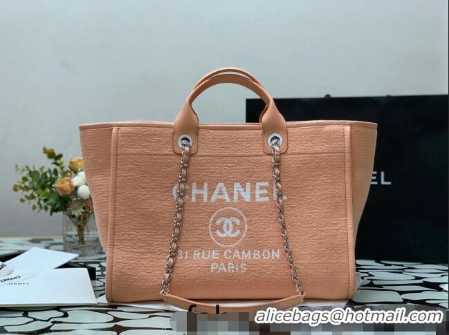 Buy Grade Chanel Deauville Mixed Fibers Large Shopping Bag A66941 Orange 2022