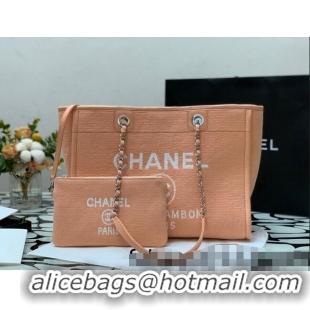 Famous Brand Chanel Deauville Mixed Fibers Medium Shopping Bag A67001 Orange 2022