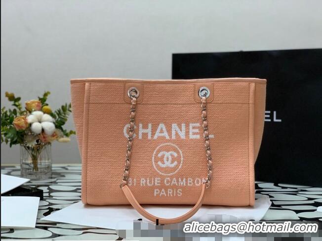 Famous Brand Chanel Deauville Mixed Fibers Medium Shopping Bag A67001 Orange 2022