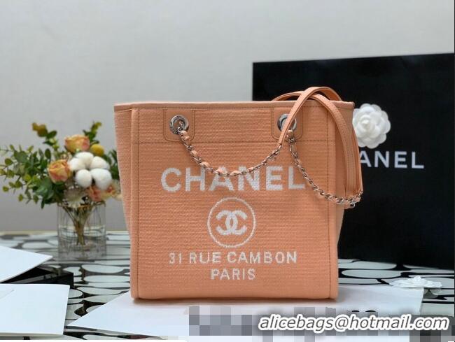 Classic Chanel Deauville Mixed Fibers Small Shopping Bag A66941 Orange 2022