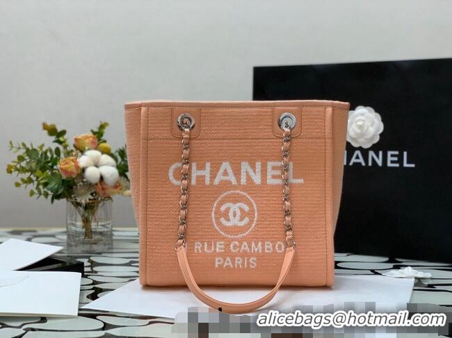 Classic Chanel Deauville Mixed Fibers Small Shopping Bag A66941 Orange 2022