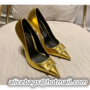 Good Product Versace Calfskin High Heel Pumps 11cm Gold 032813