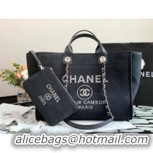 Top Quality Chanel Deauville Mixed Fibers Large Shopping Bag A66941 Black 2022