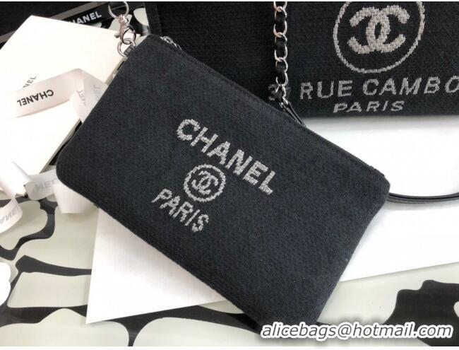 Top Grade Chanel Deauville Mixed Fibers Medium Shopping Bag A67001 Black 2022