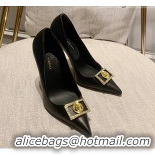 Discount Fashion Versace Calfskin High Heel Pumps 11cm Black 032814