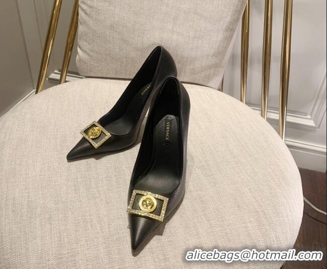 Discount Fashion Versace Calfskin High Heel Pumps 11cm Black 032814