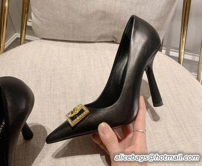 Discount Fashion Versace Calfskin High Heel Pumps 11cm Black 032814