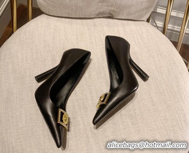 Discount Fashion Versace Calfskin High Heel Pumps 11cm Black 032814