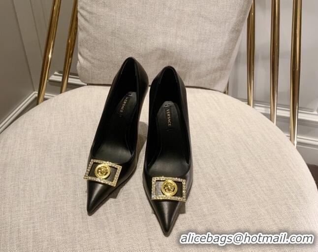 Discount Fashion Versace Calfskin High Heel Pumps 11cm Black 032814