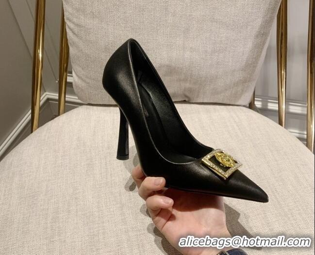 Discount Fashion Versace Calfskin High Heel Pumps 11cm Black 032814