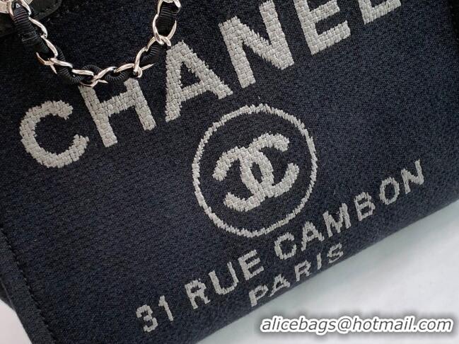 Original Cheap Chanel Deauville Mixed Fibers Small Shopping Bag A66941 Black 2022