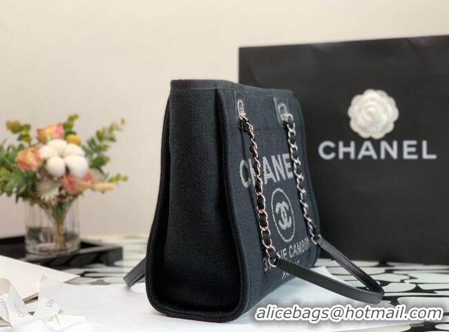 Original Cheap Chanel Deauville Mixed Fibers Small Shopping Bag A66941 Black 2022