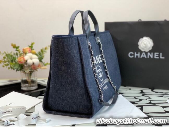 Luxury Discount Chanel Deauville Denim Large Shopping Bag A66941 Navy Blue 2022