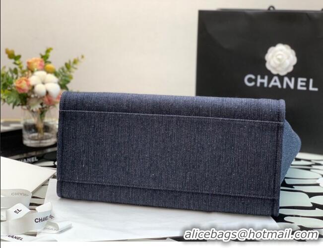 Luxury Discount Chanel Deauville Denim Large Shopping Bag A66941 Navy Blue 2022