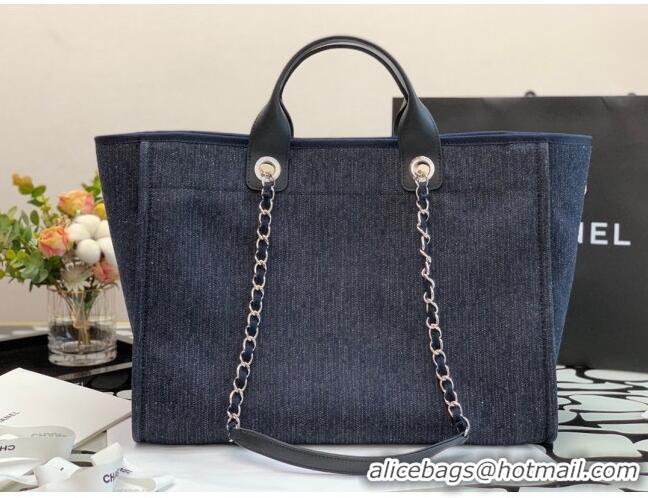 Luxury Discount Chanel Deauville Denim Large Shopping Bag A66941 Navy Blue 2022