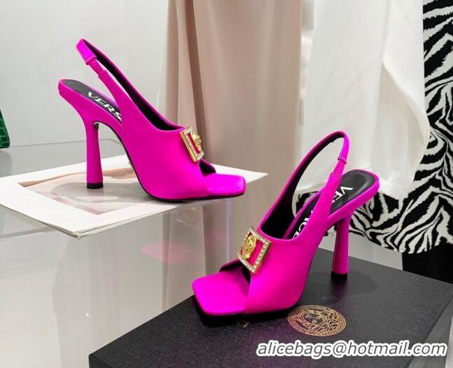 Feminine Versace Silk Open Toe Pumps 10.5cm Hot Pink 042661 