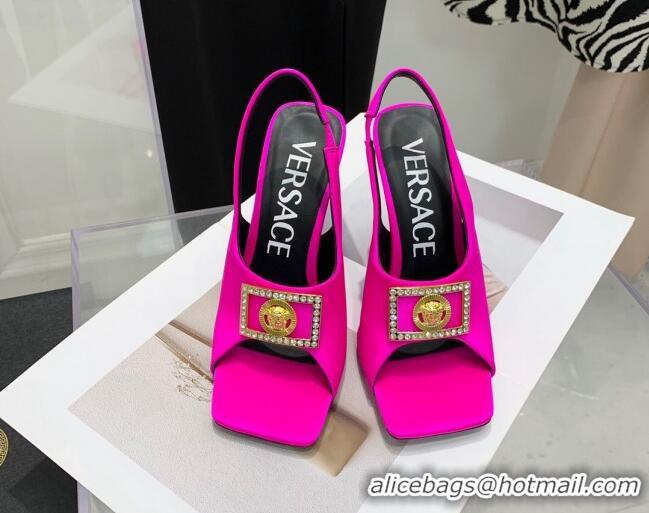 Feminine Versace Silk Open Toe Pumps 10.5cm Hot Pink 042661 