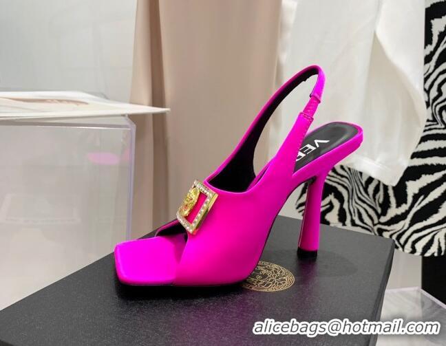 Feminine Versace Silk Open Toe Pumps 10.5cm Hot Pink 042661 