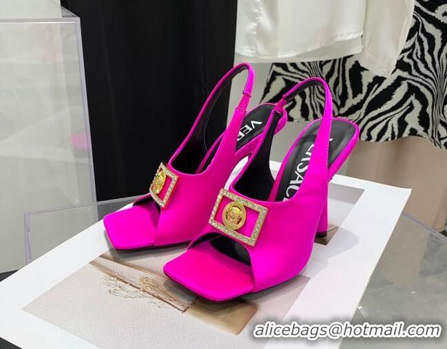 Feminine Versace Silk Open Toe Pumps 10.5cm Hot Pink 042661 