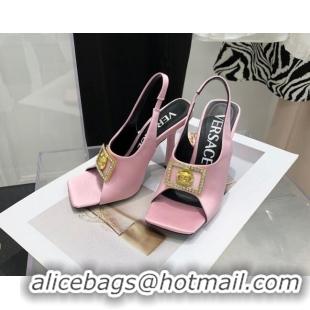 Best Price Versace Silk Open Toe Pumps 10.5cm Light Pink 042662