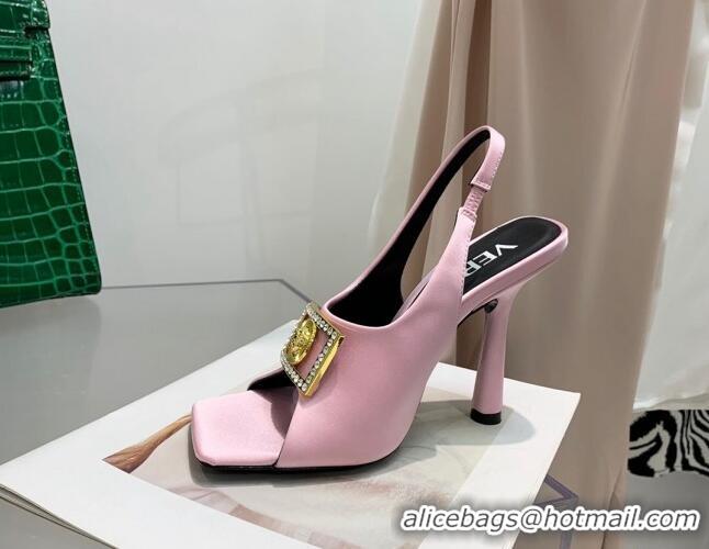 Best Price Versace Silk Open Toe Pumps 10.5cm Light Pink 042662