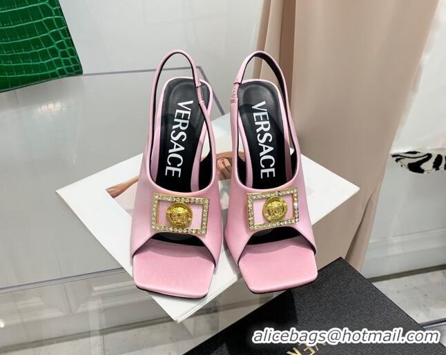 Best Price Versace Silk Open Toe Pumps 10.5cm Light Pink 042662