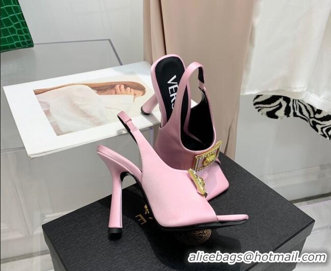 Best Price Versace Silk Open Toe Pumps 10.5cm Light Pink 042662