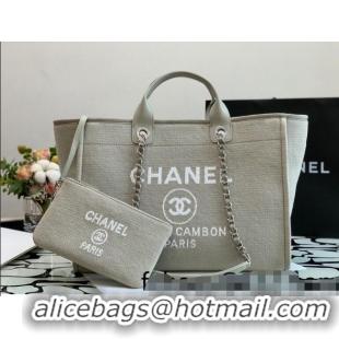 Famous Brand Chanel Deauville Mixed Fibers Large Shopping Bag A66941 Gray 2022