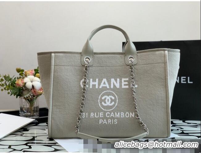 Famous Brand Chanel Deauville Mixed Fibers Large Shopping Bag A66941 Gray 2022