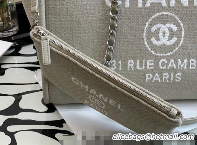 Famous Brand Chanel Deauville Mixed Fibers Large Shopping Bag A66941 Gray 2022