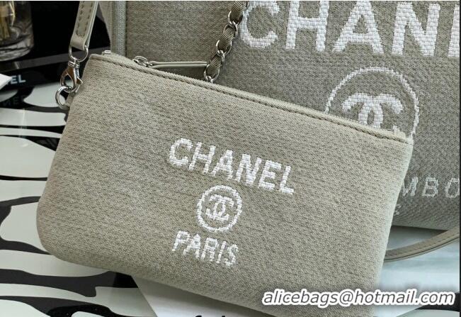 Shop Promotional Chanel Deauville Mixed Fibers Medium Shopping Bag A67001 Gray 2022