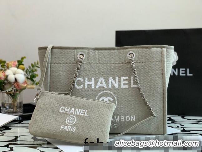 Grade Quality Chanel Deauville Mixed Fibers Medium Shopping Bag A67001 Gray 2022