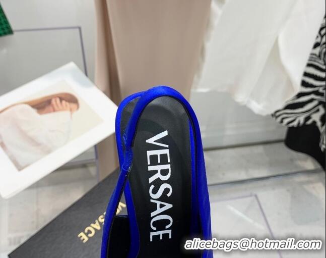 Best Product Versace Silk Open Toe Pumps 10.5cm Royal Blue 042665