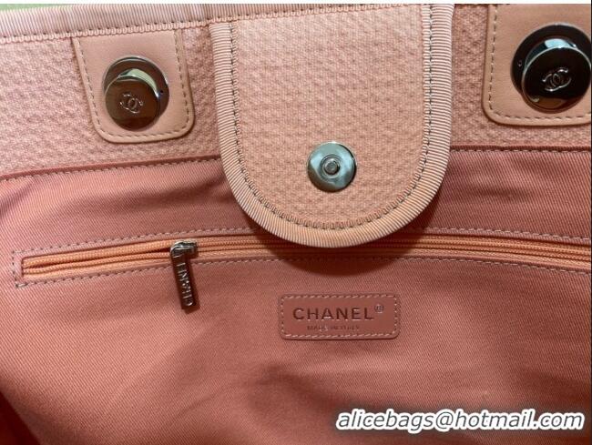 Luxury Discount Chanel Deauville Mixed Fibers Large Shopping Bag A66941 Peach Pink 2022