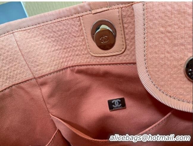 Luxury Discount Chanel Deauville Mixed Fibers Large Shopping Bag A66941 Peach Pink 2022