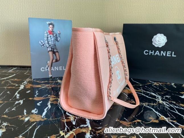 Promotional Chanel Deauville Mixed Fibers Medium Shopping Bag A67001 Peach Pink 2022