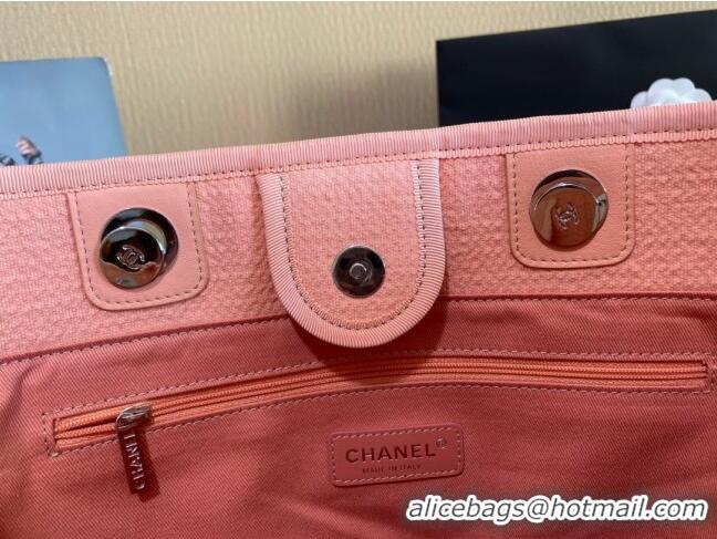 Promotional Chanel Deauville Mixed Fibers Medium Shopping Bag A67001 Peach Pink 2022