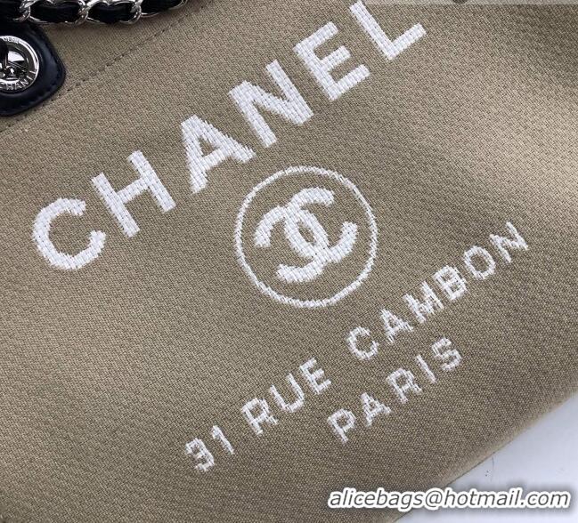 Top Quality Chanel Deauville Mixed Fibers Medium Shopping Bag A67001 Khaki 2022