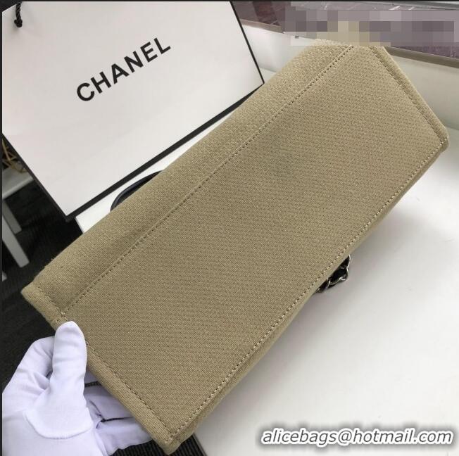 Top Quality Chanel Deauville Mixed Fibers Medium Shopping Bag A67001 Khaki 2022