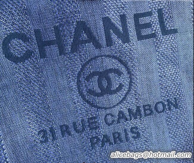 Top Grade Chanel Deauville Canvas Medium Shopping Bag A67001 Denim Blue 2022