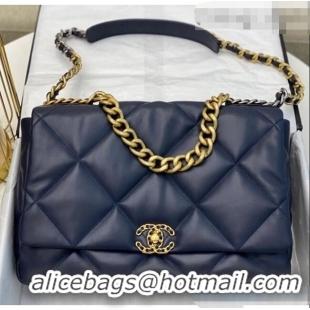 Top Quality Chanel Quilted Goatskin Chanel 19 Maxi Flap Bag AS1162 Navy Blue 2022