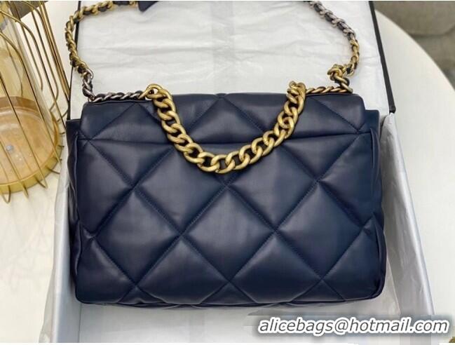 Top Quality Chanel Quilted Goatskin Chanel 19 Maxi Flap Bag AS1162 Navy Blue 2022