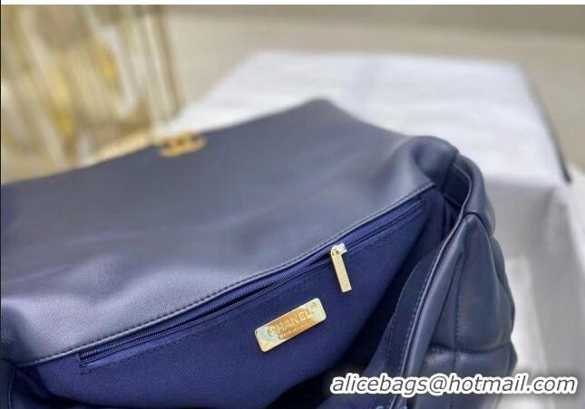 Top Quality Chanel Quilted Goatskin Chanel 19 Maxi Flap Bag AS1162 Navy Blue 2022