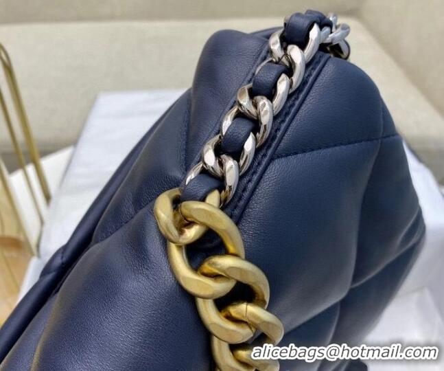 Top Quality Chanel Quilted Goatskin Chanel 19 Maxi Flap Bag AS1162 Navy Blue 2022