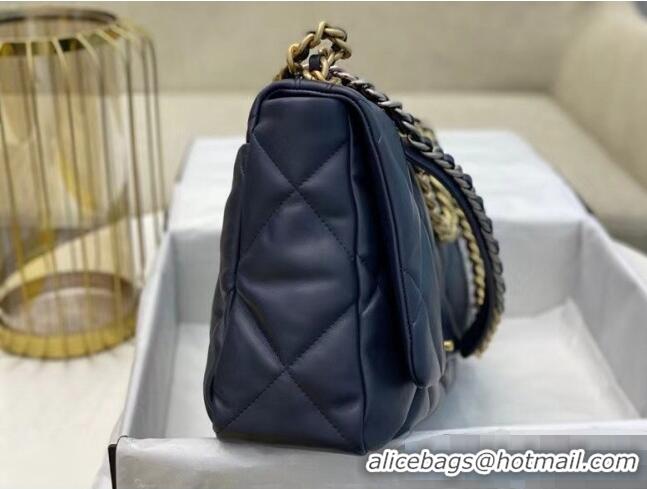 Top Quality Chanel Quilted Goatskin Chanel 19 Maxi Flap Bag AS1162 Navy Blue 2022