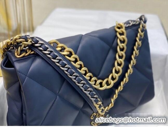 Top Quality Chanel Quilted Goatskin Chanel 19 Maxi Flap Bag AS1162 Navy Blue 2022