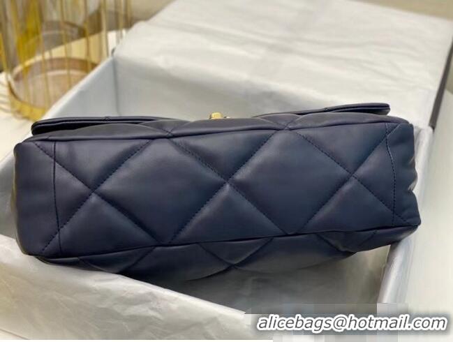 Top Quality Chanel Quilted Goatskin Chanel 19 Maxi Flap Bag AS1162 Navy Blue 2022