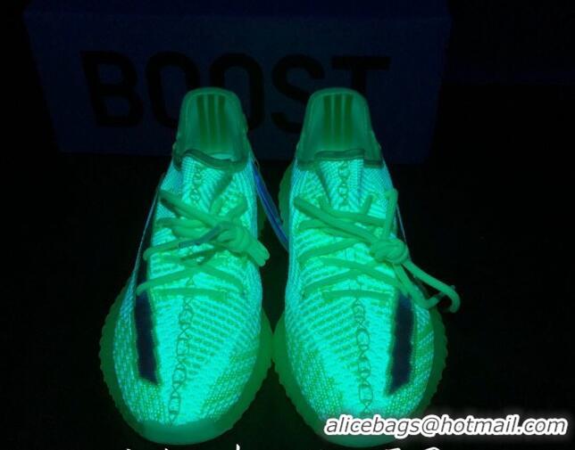 Stylish Adidas Yeezy Boost 350 V2 Sneakers 'Glow Green Static Refective ' 042014 