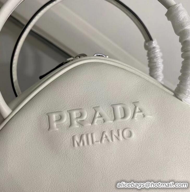 Big Discount Prada Leather Triangle bag 1BB082 white