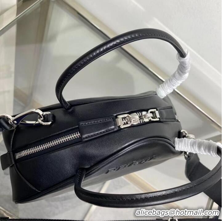 Unique Discount Prada Leather Triangle bag 1BB082 black